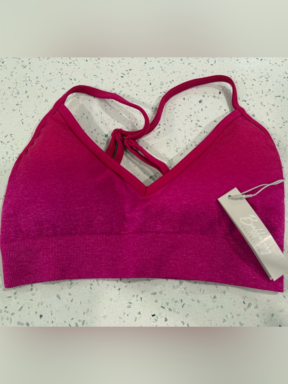 BuffBunny Magenta V-Neck Sports Bra Small